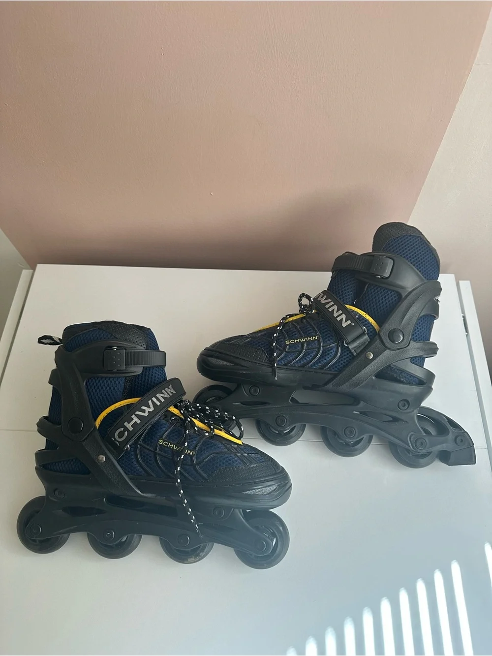 Schwinn Kids Rollerblades Youth size 5-8 Blue and Yellow Adjustable Inline Skate